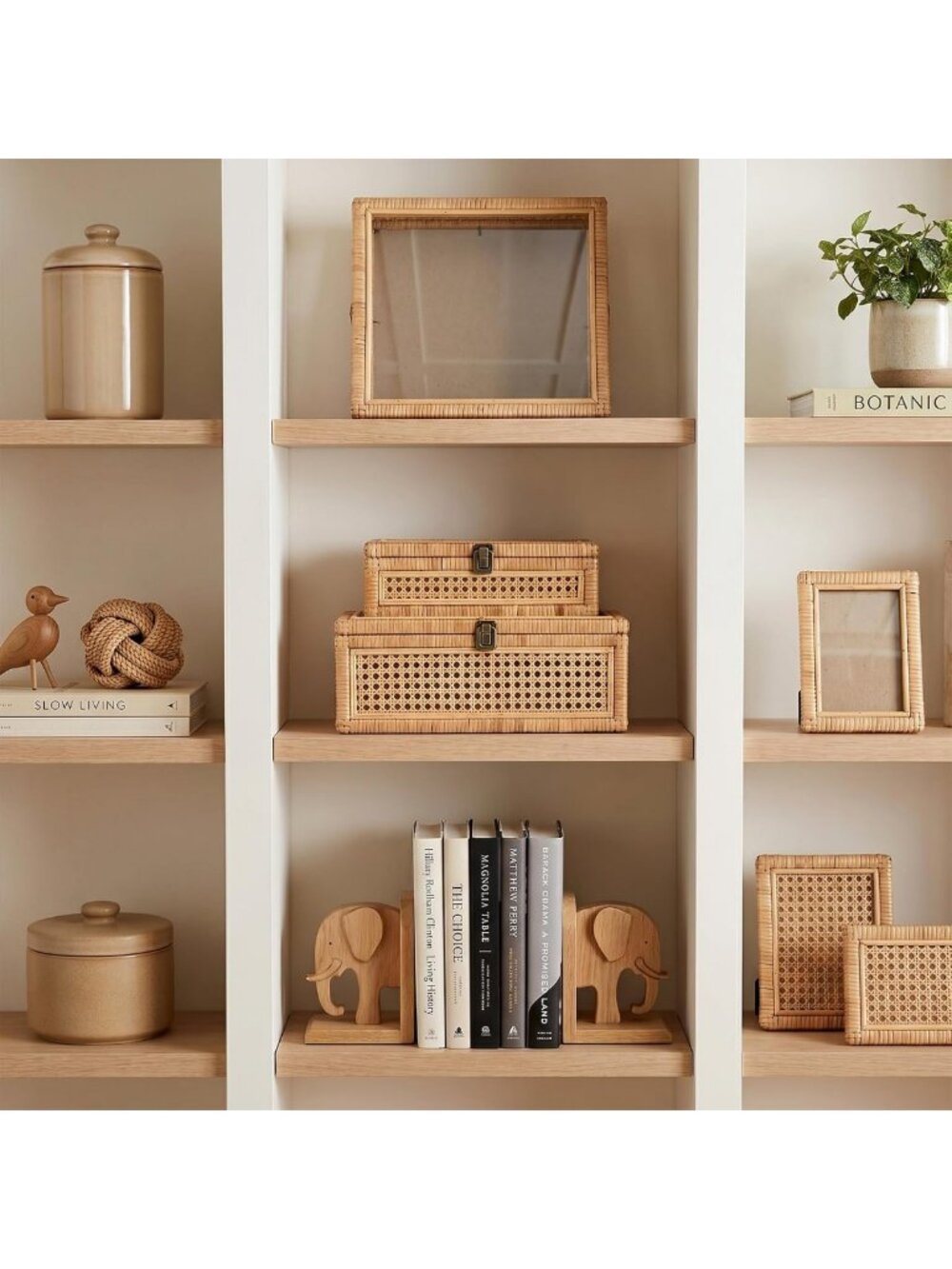 Large Woven Rattan Decorative Box Set with Lid - Rectangular Glass Display - Picture 7 of 7